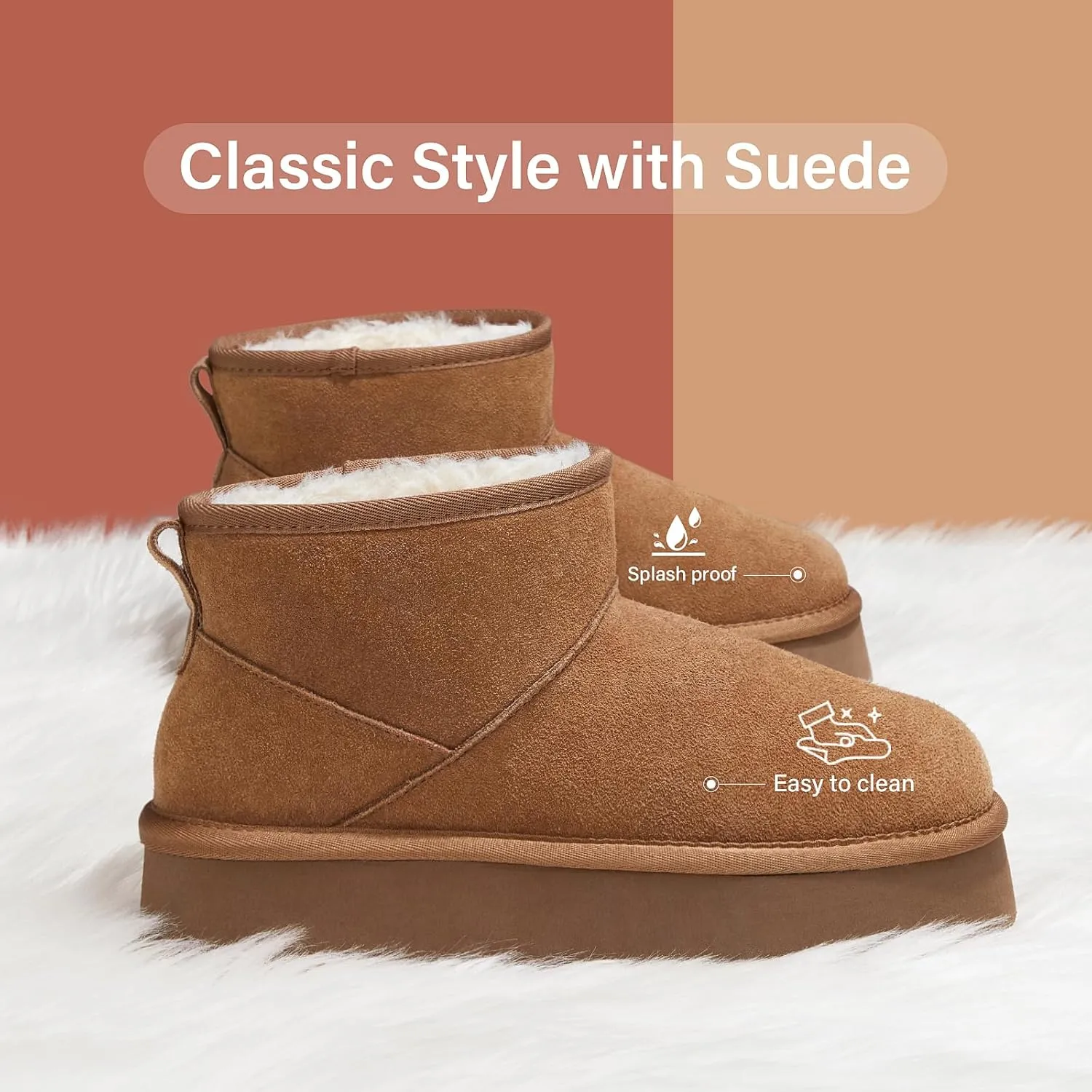 ATHMILE Boots for Women Suede Platform Boot Winter Ankle Snow Womens Boots Classic Ultra Mini Comfortable Outdoor