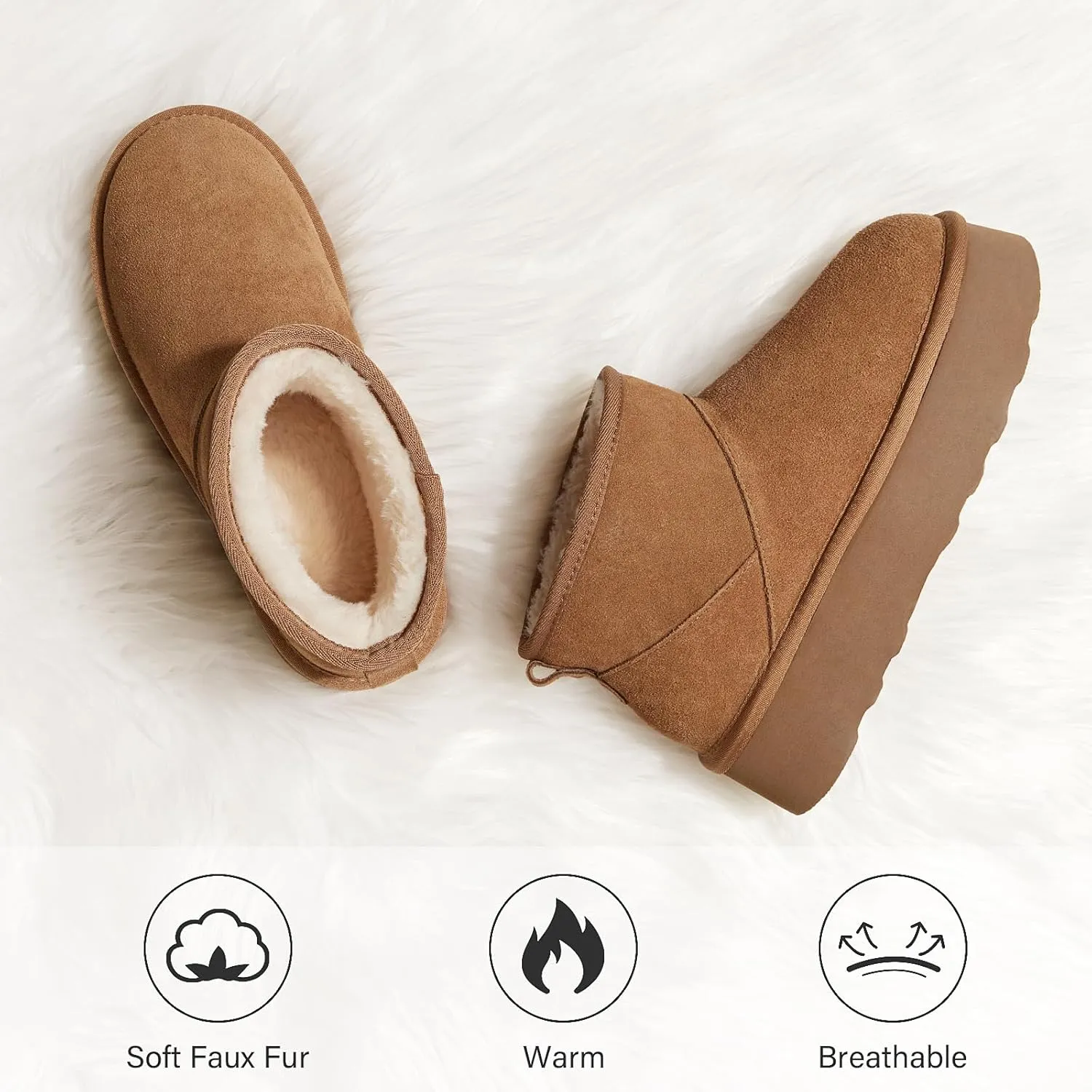ATHMILE Boots for Women Suede Platform Boot Winter Ankle Snow Womens Boots Classic Ultra Mini Comfortable Outdoor