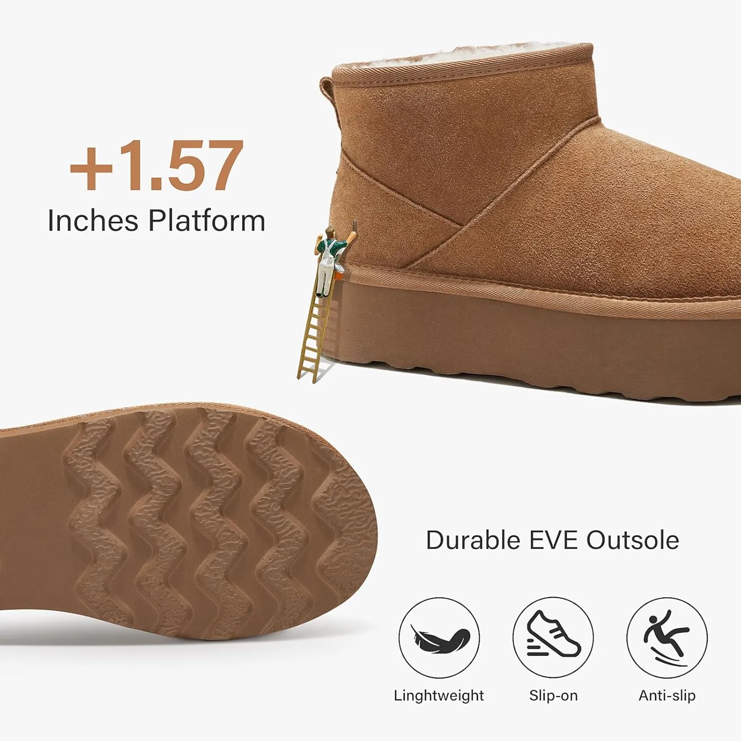 ATHMILE Boots for Women Suede Platform Boot Winter Ankle Snow Womens Boots Classic Ultra Mini Comfortable Outdoor