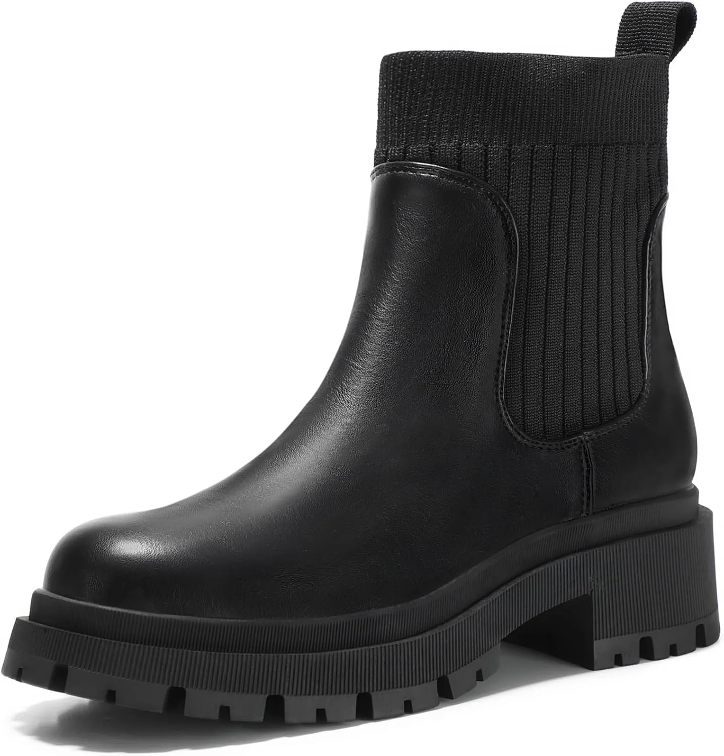 Bacia Women's Chelsea Boots Fashion Ankle Boots Comfort Platform Elastic Chunky Boots wite Lug Sole