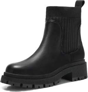 Bacia Women's Chelsea Boots Fashion Ankle Boots Comfort Platform Elastic Chunky Boots wite Lug Sole