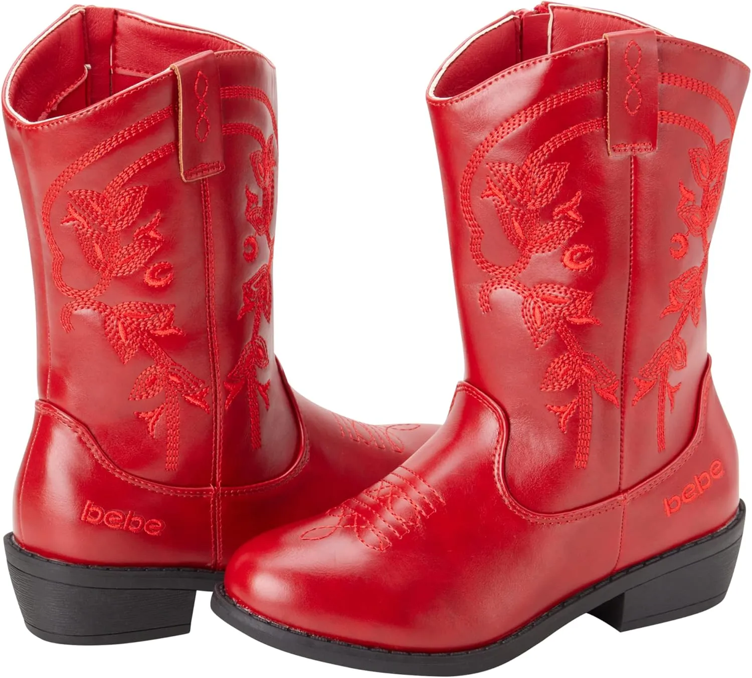 bebe Girls' Cowboy Boots - Classic Western Country Cowgirl Boots - Mid Calf Riding Shoes for Toddlers Little and Big Girls
