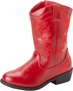bebe Girls' Cowboy Boots - Classic Western Country Cowgirl Boots - Mid Calf Riding Shoes for Toddlers Little and Big Girls
