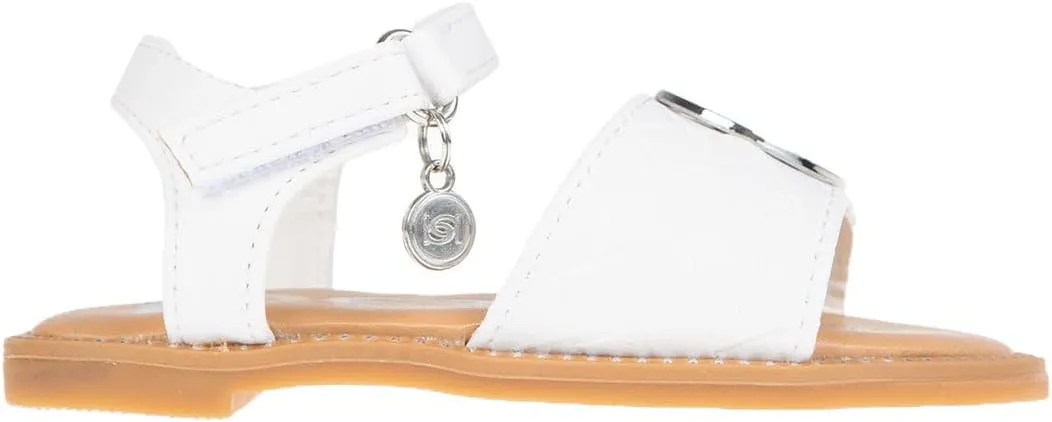 bebe Girls' Sandals - Trendy Flat Designs with Rhinestones, Puffy Straps, Embossed Details and Charms for Toddlers/Little Kids/Big Kids
