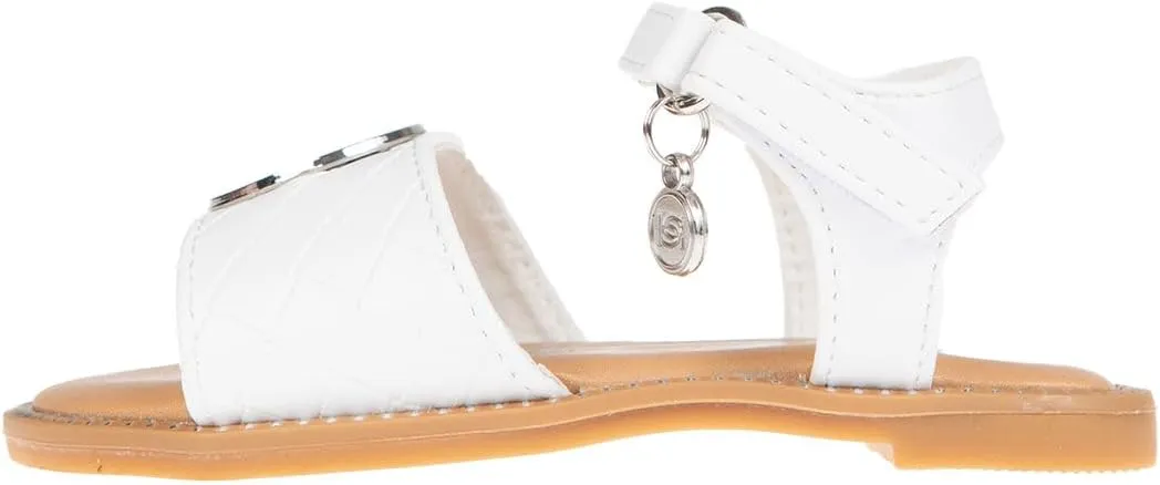 bebe Girls' Sandals - Trendy Flat Designs with Rhinestones, Puffy Straps, Embossed Details and Charms for Toddlers/Little Kids/Big Kids