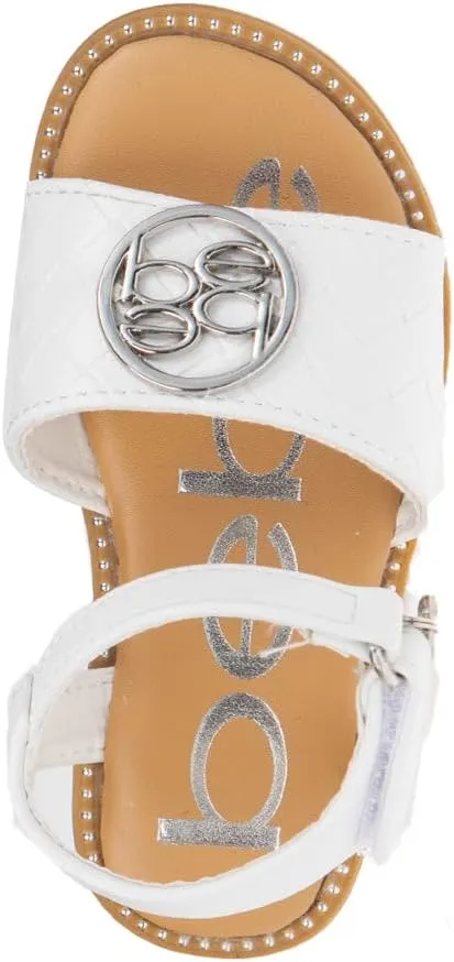 bebe Girls' Sandals - Trendy Flat Designs with Rhinestones, Puffy Straps, Embossed Details and Charms for Toddlers/Little Kids/Big Kids