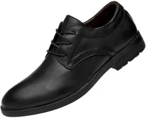 Black Lace-up Height Increase Leather Shoes Casual Business Loafers Men Pointed Toe Non Slip Oxford
