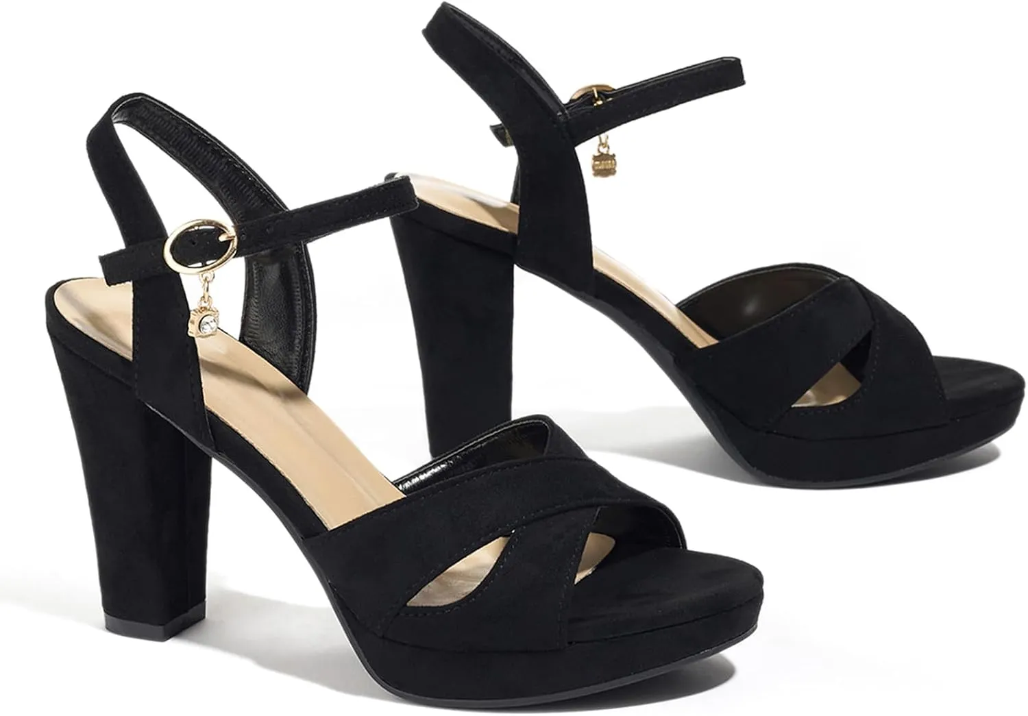 Block Heeled Platform Sandals Chunky Open Toe Shoes for Women