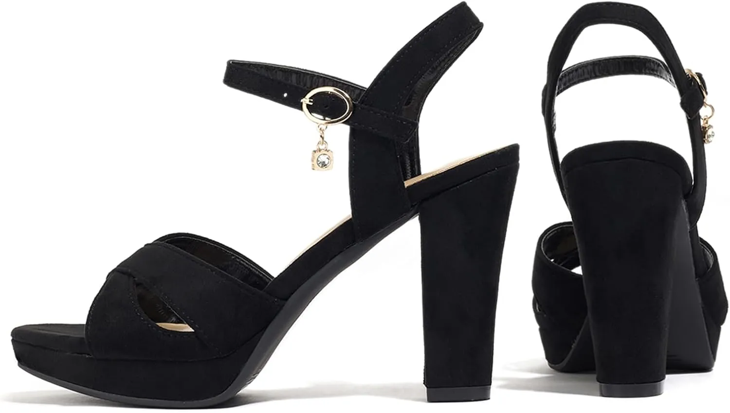 Block Heeled Platform Sandals Chunky Open Toe Shoes for Women