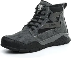 Breathable Work Safety Boots Lightweight Mid Cut Steel Toe Industry Construction Sneakers