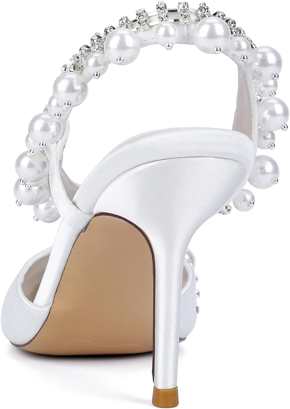 Bride Wedding Shoes for Women 8.5Cm Strappy Closed Rhinestone Pumps Satin Stilettowedding Guest Party Dance Prom Dress Shoes for Bridesmaids