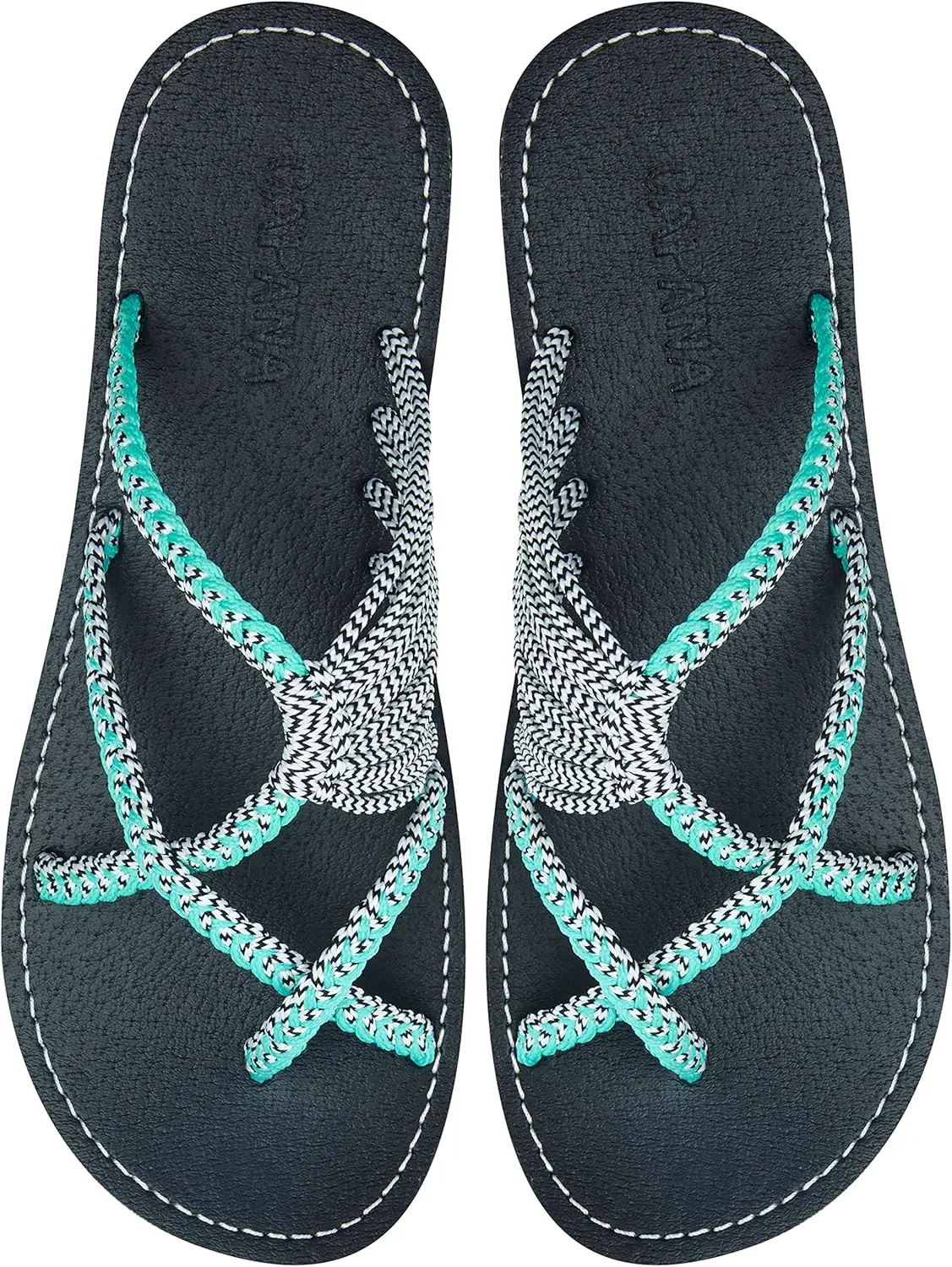 Capana Woven Women's Flat Sandals - Strappy Braided Beach Sandals for Dressy Summer, Rope Bohemian Spring Casual Womens Shoes, Comfy Boho Flats for Teen Girls Oceanbliss