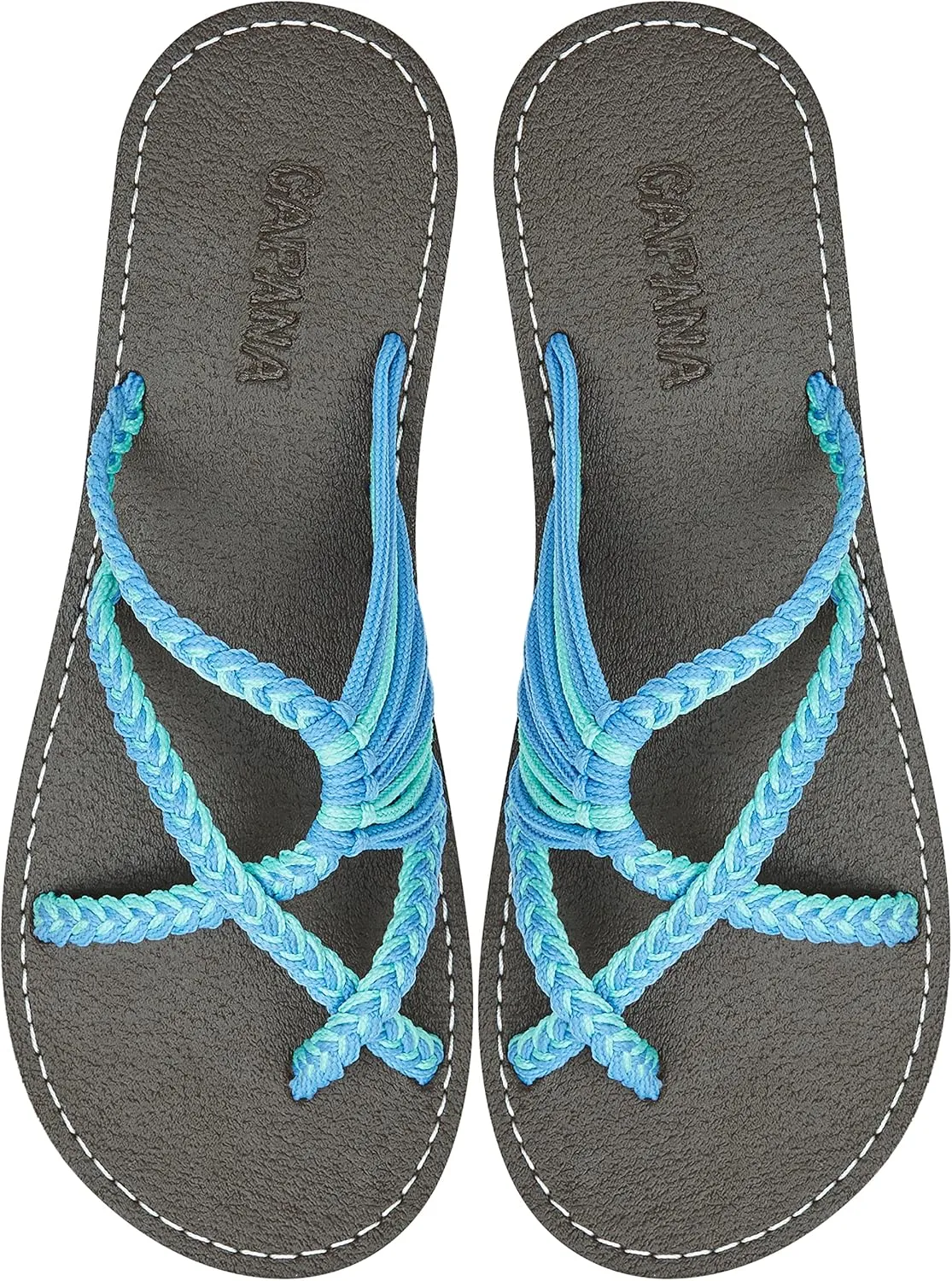 Capana Woven Women's Flat Sandals - Strappy Braided Beach Sandals for Dressy Summer, Rope Bohemian Spring Casual Womens Shoes, Comfy Boho Flats for Teen Girls Oceanbliss