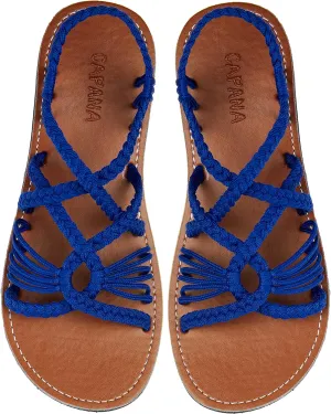 Capana Woven Women's Flat Sandals - Strappy Braided, Beach Sandals for Women Dressy Summer, Rope Bohemian Sandals, Spring Casual Womens Shoes, Comfy Boho Flats for Teen Girls – Relax (2nd Version)