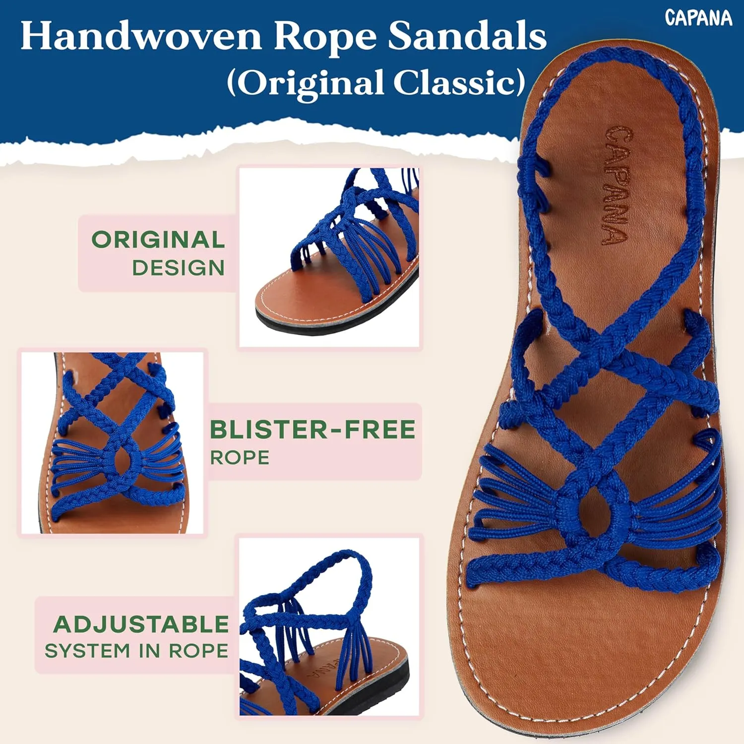 Capana Woven Women's Flat Sandals - Strappy Braided, Beach Sandals for Women Dressy Summer, Rope Bohemian Sandals, Spring Casual Womens Shoes, Comfy Boho Flats for Teen Girls – Relax (2nd Version)