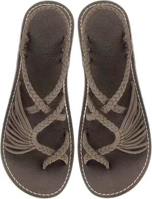 Capana Woven Women's Flat Sandals - Strappy Braided Sandals, Beach Sandals for Women Dressy Summer, Rope Bohemian Sandals, Spring Casual Womens Shoes, Comfy Boho Flats for Teen Girls – Banyan