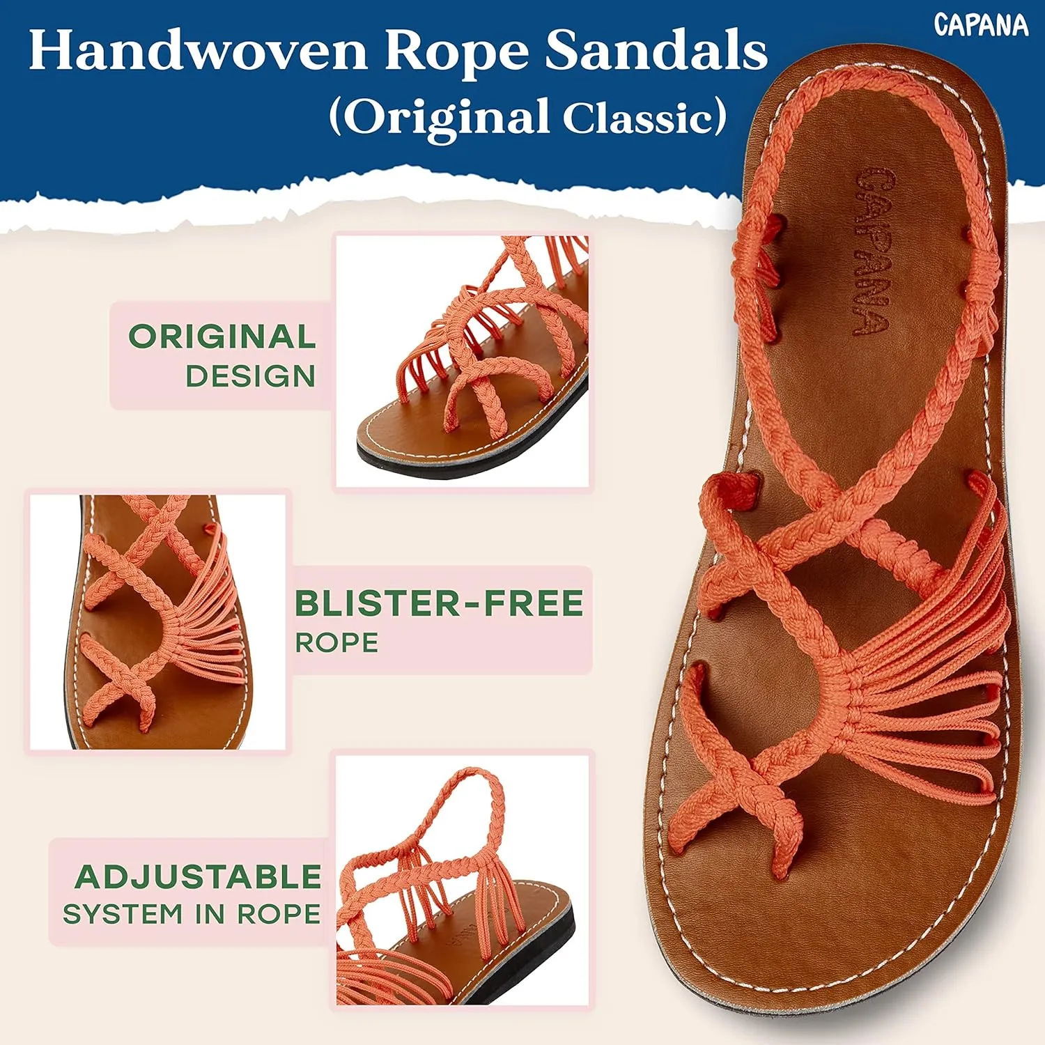 Capana Woven Women's Flat Sandals - Strappy Braided Sandals, Beach Sandals for Women Dressy Summer, Rope Bohemian Sandals, Spring Casual Womens Shoes, Comfy Boho Flats for Teen Girls – Banyan