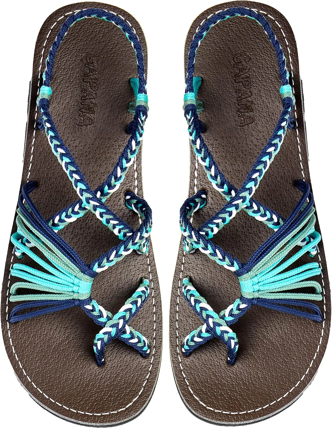 Capana Woven Women's Flat Sandals - Strappy Braided Sandals, Beach Sandals for Women Dressy Summer, Rope Bohemian Sandals, Spring Casual Womens Shoes, Comfy Boho Flats for Teen Girls – Banyan