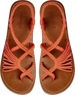 Capana Woven Women's Flat Sandals - Strappy Braided Sandals, Beach Sandals for Women Dressy Summer, Rope Bohemian Sandals, Spring Casual Womens Shoes, Comfy Boho Flats for Teen Girls – Banyan