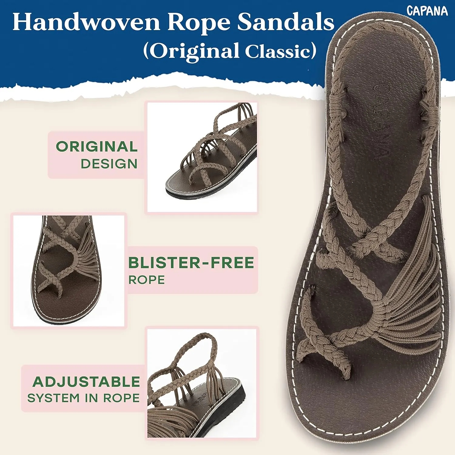 Capana Woven Women's Flat Sandals - Strappy Braided Sandals, Beach Sandals for Women Dressy Summer, Rope Bohemian Sandals, Spring Casual Womens Shoes, Comfy Boho Flats for Teen Girls – Banyan