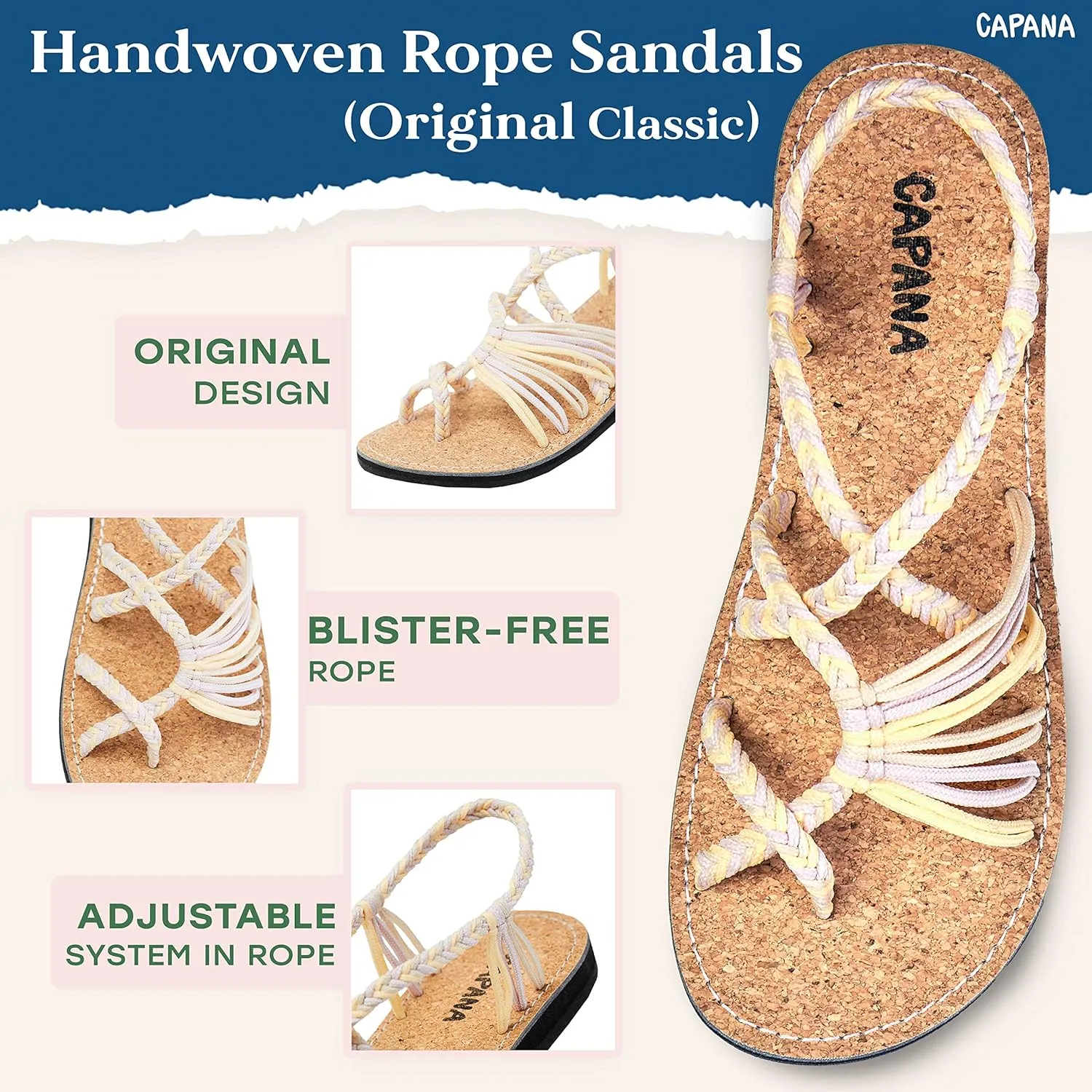 Capana Woven Women's Flat Sandals - Strappy Braided Sandals, Beach Sandals for Women Dressy Summer, Rope Bohemian Sandals, Spring Casual Womens Shoes, Comfy Boho Flats for Teen Girls – Banyan