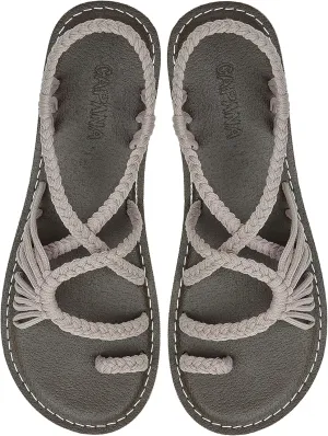 Capana Woven Women's Flat Sandals - Strappy Braided Sandals, Beach Sandals for Women Dressy Summer, Rope Bohemian Sandals, Spring Casual Womens Shoes, Comfy Boho Flats for Teen Girls – Commune