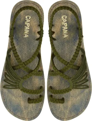 Capana Woven Women's Flat Sandals - Strappy Braided Sandals, Beach Sandals for Women Dressy Summer, Rope Bohemian Sandals, Spring Casual Womens Shoes, Comfy Boho Flats for Teen Girls – Commune