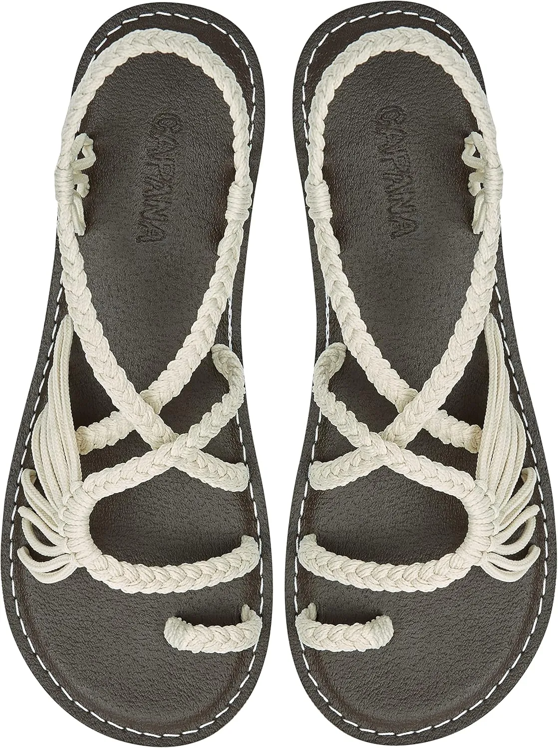 Capana Woven Women's Flat Sandals - Strappy Braided Sandals, Beach Sandals for Women Dressy Summer, Rope Bohemian Sandals, Spring Casual Womens Shoes, Comfy Boho Flats for Teen Girls – Commune