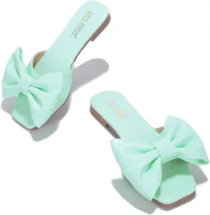 Cape Robbin Juju Sandals Slides for Women, Womens Mules Slip On Shoes with Bow - Sandals Slides for Women, Womens Mules Slip On Shoes with Bow