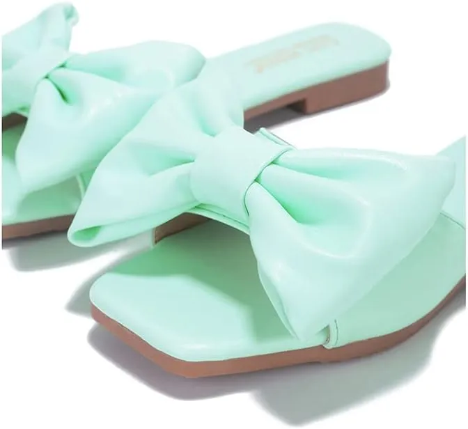 Cape Robbin Juju Sandals Slides for Women, Womens Mules Slip On Shoes with Bow - Sandals Slides for Women, Womens Mules Slip On Shoes with Bow