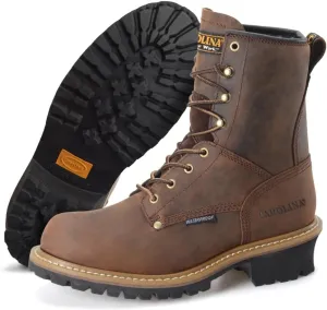 Carolina Elm 8" Waterproof Logger Boots for Men - Crazy Horse Leather Upper, Pillow Cushion Footbed, and Oil- and Slip-Resistant Outsole, EH-Rated