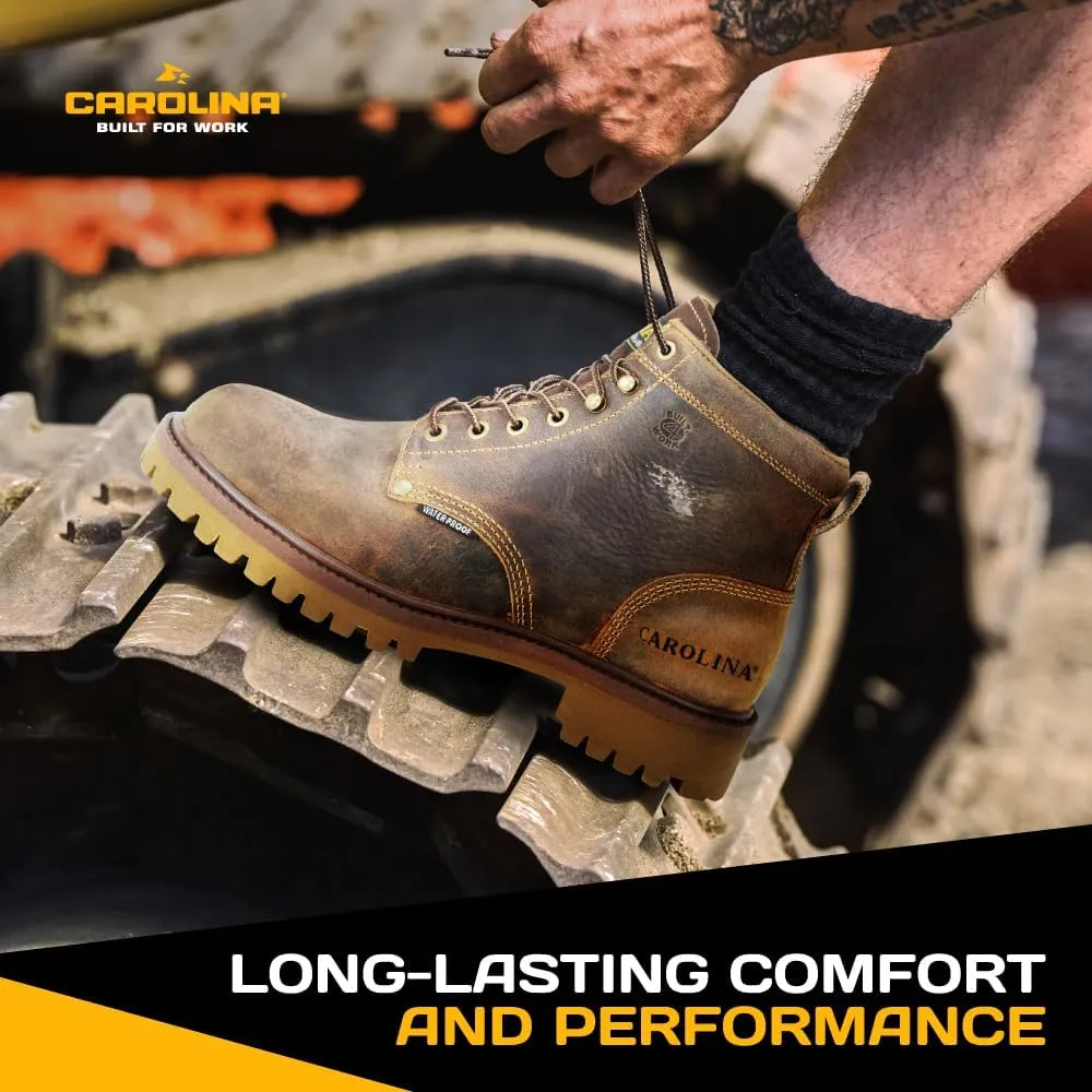 Carolina Marlboro Lo 6” Waterproof Steel Toe Boots for Men - Leather with Breathable Lining, EVA Footbed, Oil & Slip-Resistant Lug Outsole, EH Rated