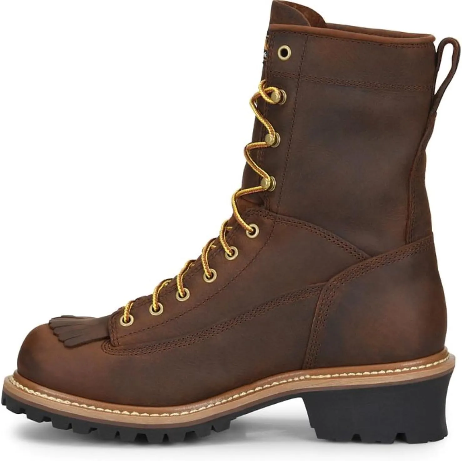 Carolina Spruce 8" Waterproof Steel Toe Logger Boots for Men - Leather Upper, Pillow Cushion Footbed, and Oil- and Slip-Resistant Outsole, EH-Rated