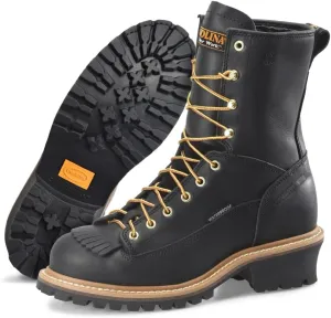 Carolina Spruce 8" Waterproof Steel Toe Logger Boots for Men - Leather Upper, Pillow Cushion Footbed, and Oil- and Slip-Resistant Outsole, EH-Rated