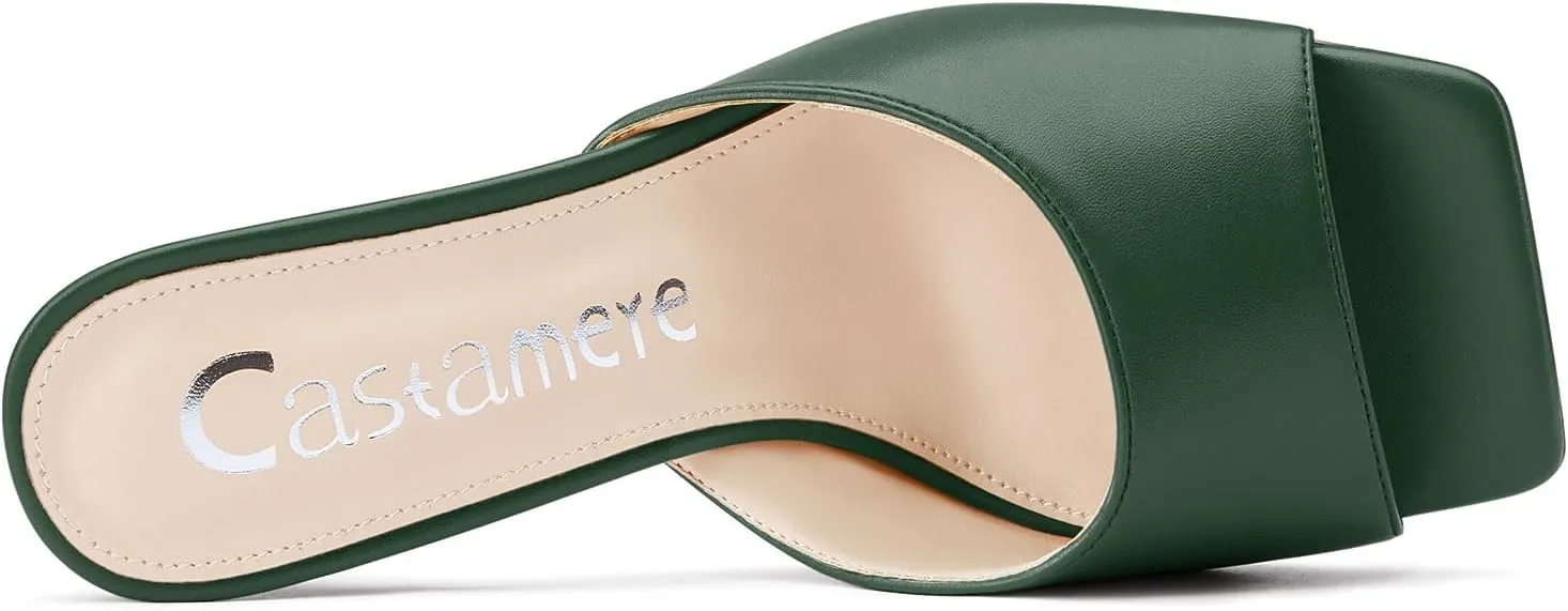 Castamere Square Open Toe Heeled Sandals for Women High Stiletto Heels Slip-on Mules Dress Comfortable Casual Summer Shoes 3.5 Inches Heels
