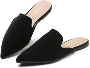 CHANGGER Working Mules for Women Flats Closed Pointed Toe Backless Slip on Slides Business Casual Shoes