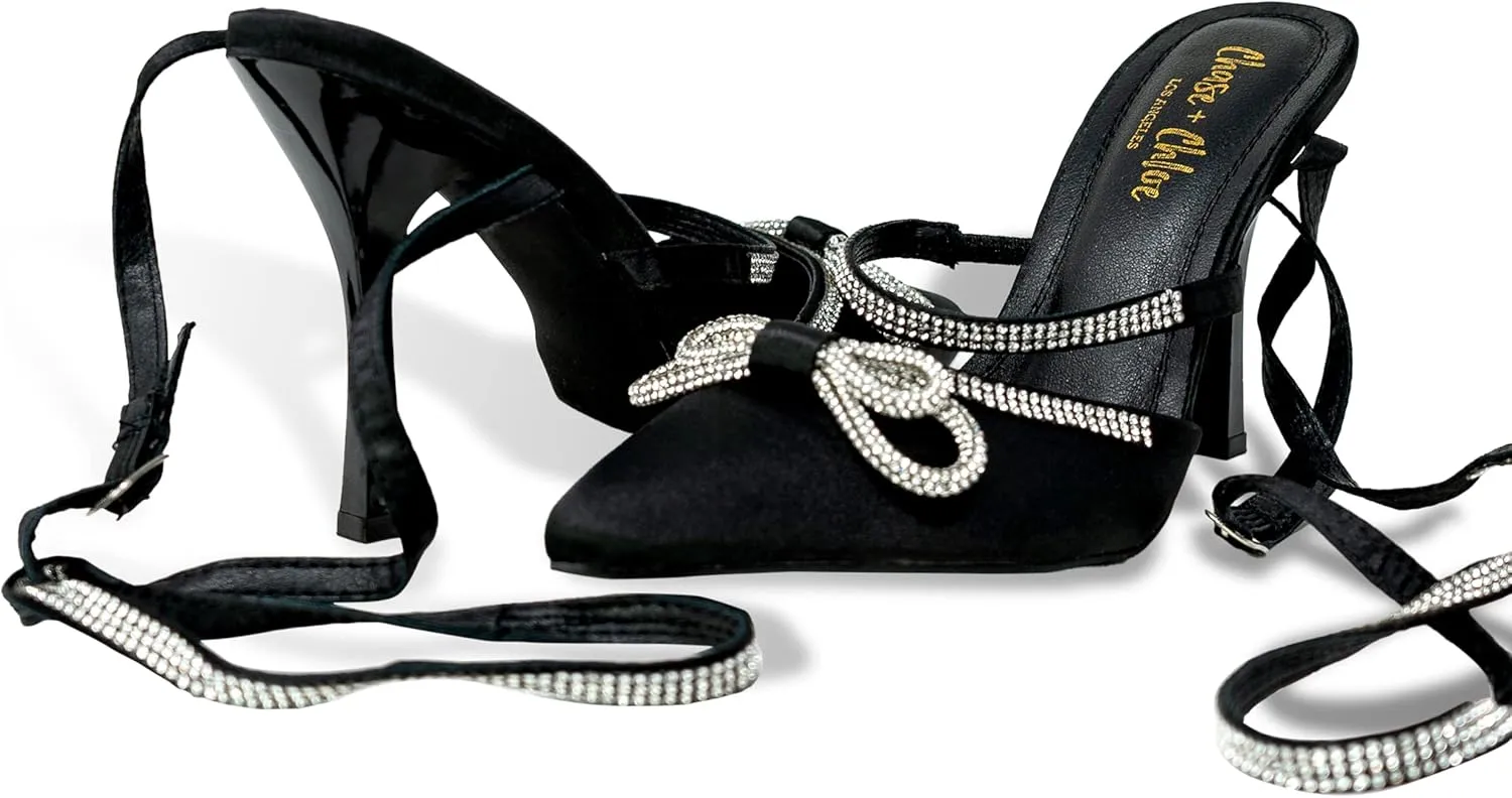 Chase & Chloe Chunky Platform Sandals for Women Slip On Square Toe Platform Mules with High Heel