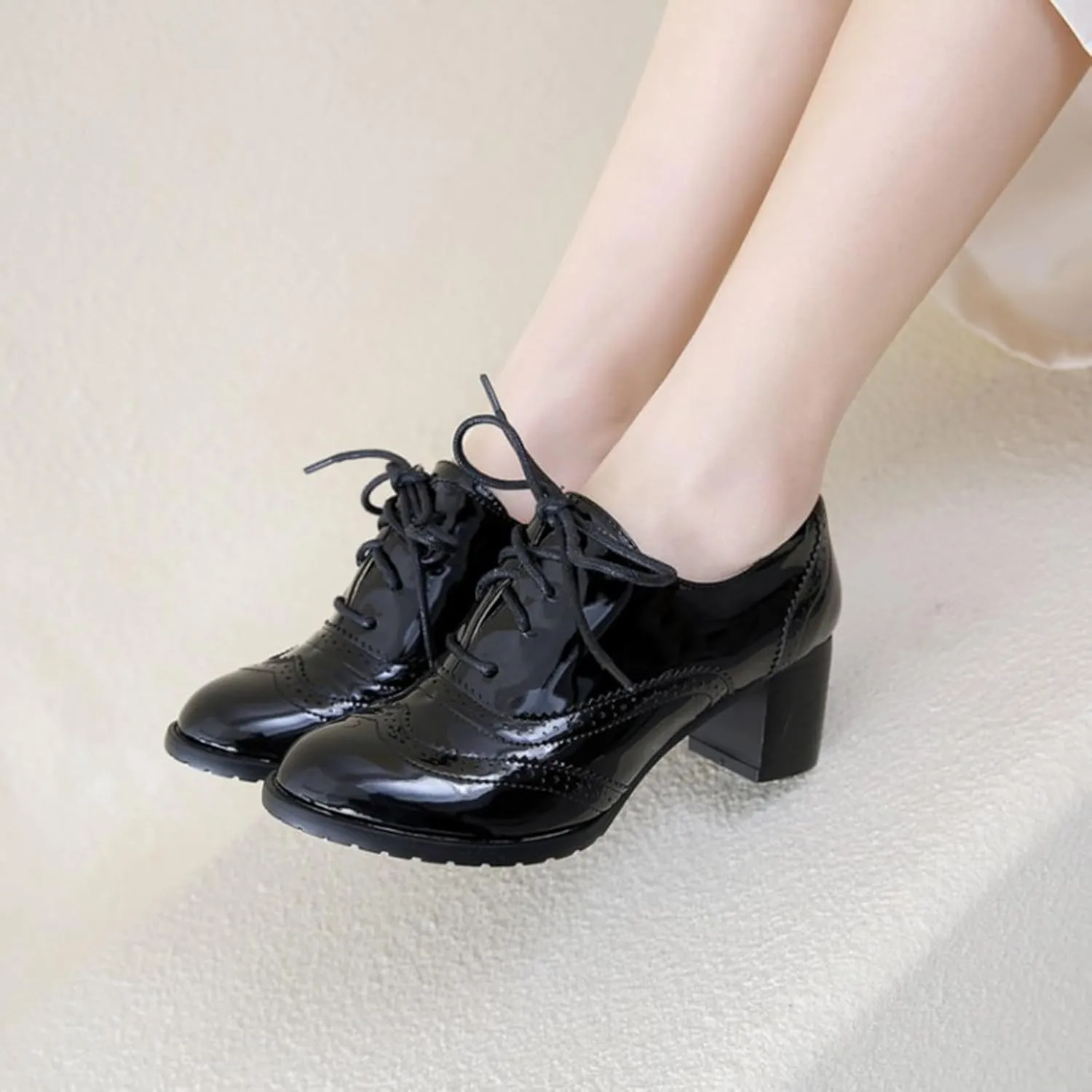 Chunky Heel Women's Wedges Retro Pointed Toe Shoes for Casual and Vacation Comfortable Slip Footwear