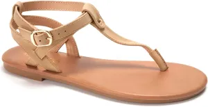 Colgo Thong Flat Sandals, Casual Women T-Strap Dress Sandals with Adjustable Ankle Buckle for Summer Wedding