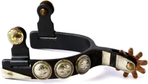 Colorado Saddlery Showman Spurs for Kids - Black Steel, Stylish Boot Spurs with 1" Nine Point Rowels - Perfect for Trail Riding, Horse Tack, Outfitting - Comes in a Pair