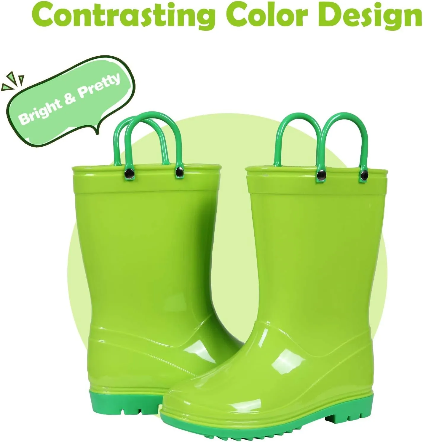 Colorxy Kids Rain Boots for Boys Girls Waterproof Toddler Rain Boots with Easy-On Handles