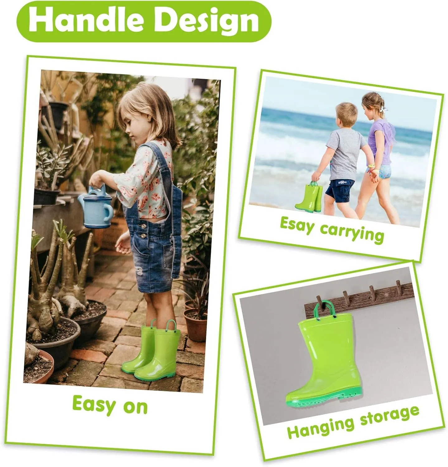 Colorxy Kids Rain Boots for Boys Girls Waterproof Toddler Rain Boots with Easy-On Handles