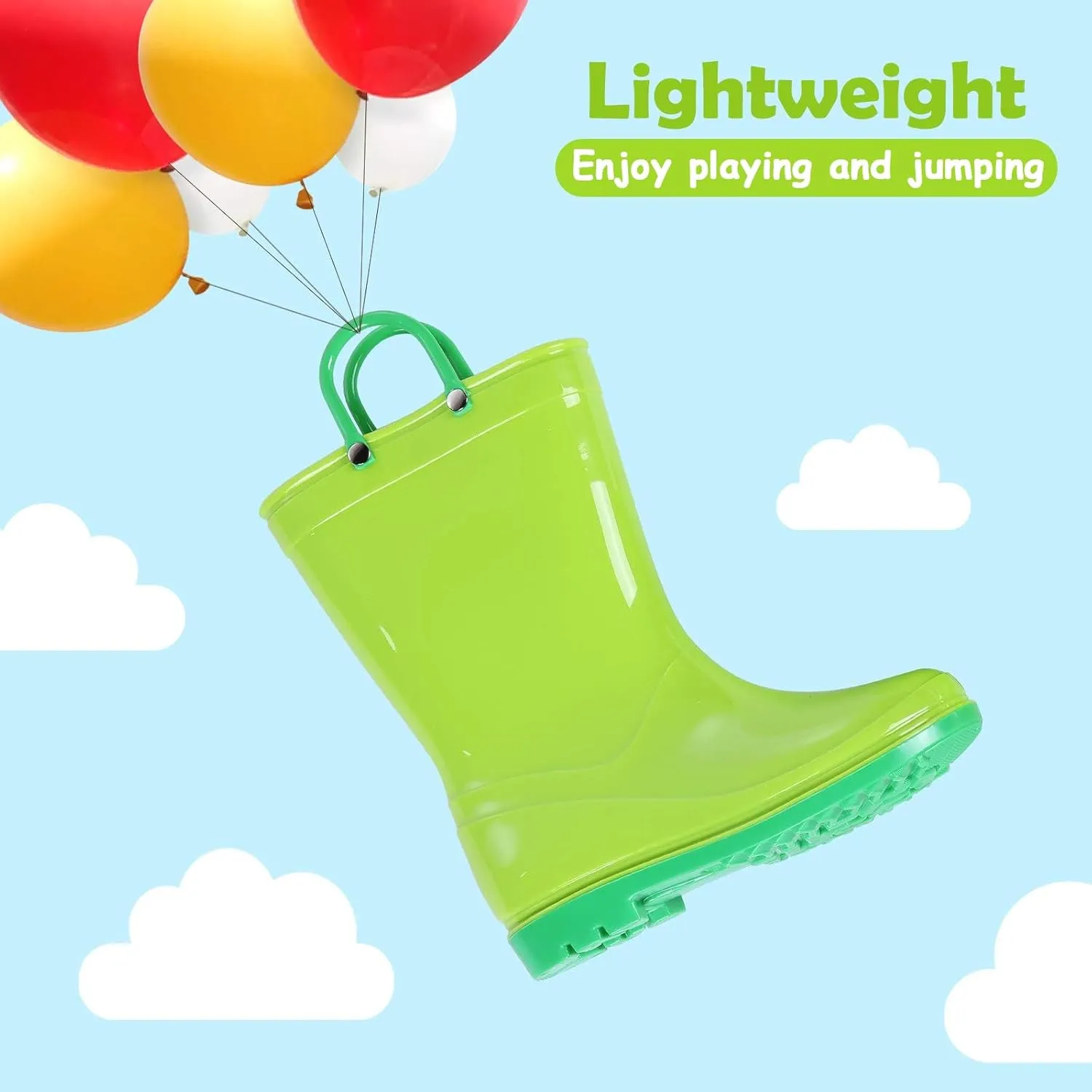 Colorxy Kids Rain Boots for Boys Girls Waterproof Toddler Rain Boots with Easy-On Handles