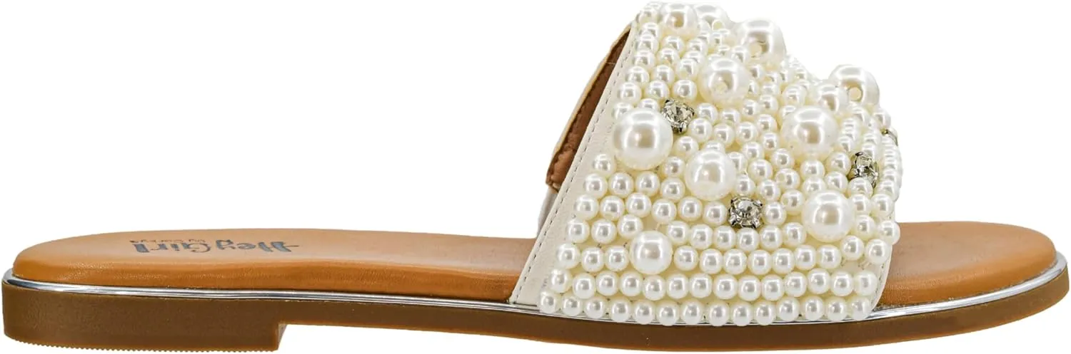 Corkys Footwear Hey Girl Gimme Kiss Sandals - Featuring A Rhinestone and Pearl Studded Strap with A Plush Cushioned Footbed For All Day Wear And Comfort