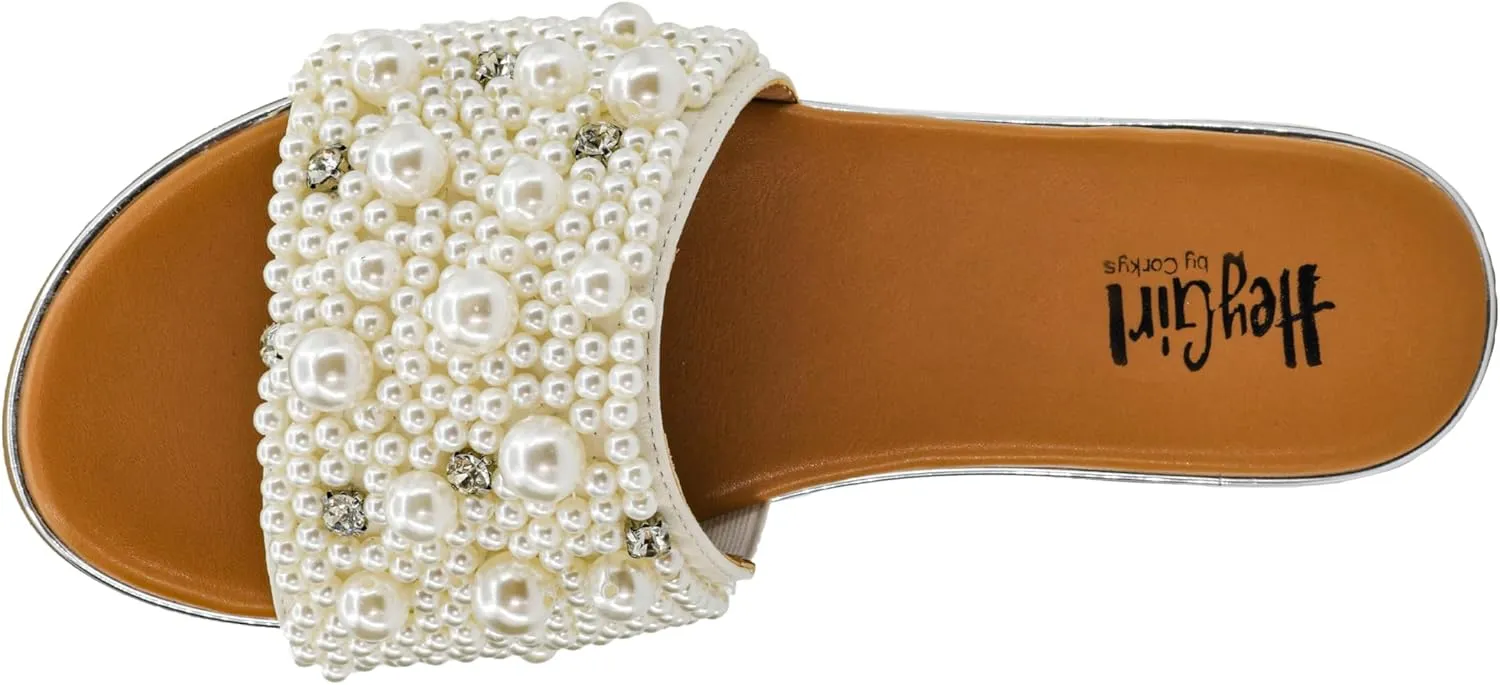Corkys Footwear Hey Girl Gimme Kiss Sandals - Featuring A Rhinestone and Pearl Studded Strap with A Plush Cushioned Footbed For All Day Wear And Comfort