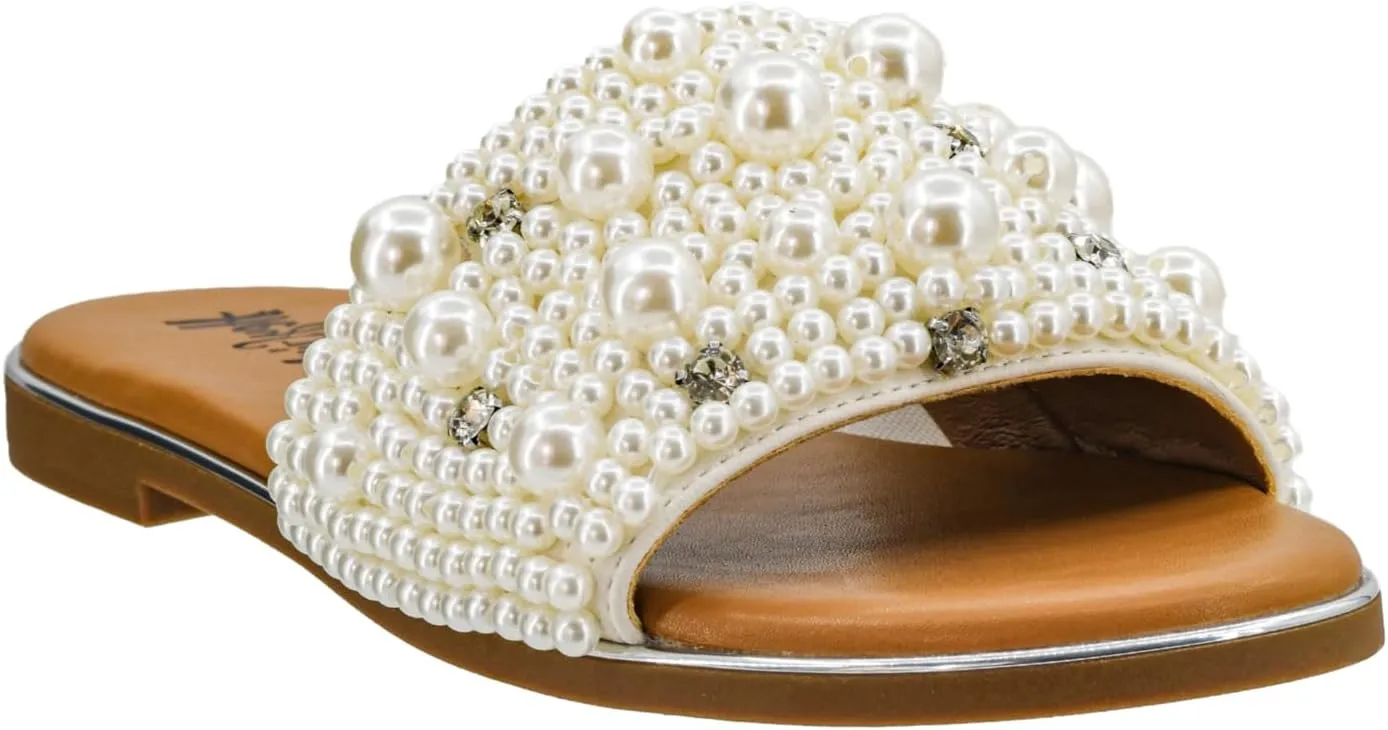 Corkys Footwear Hey Girl Gimme Kiss Sandals - Featuring A Rhinestone and Pearl Studded Strap with A Plush Cushioned Footbed For All Day Wear And Comfort