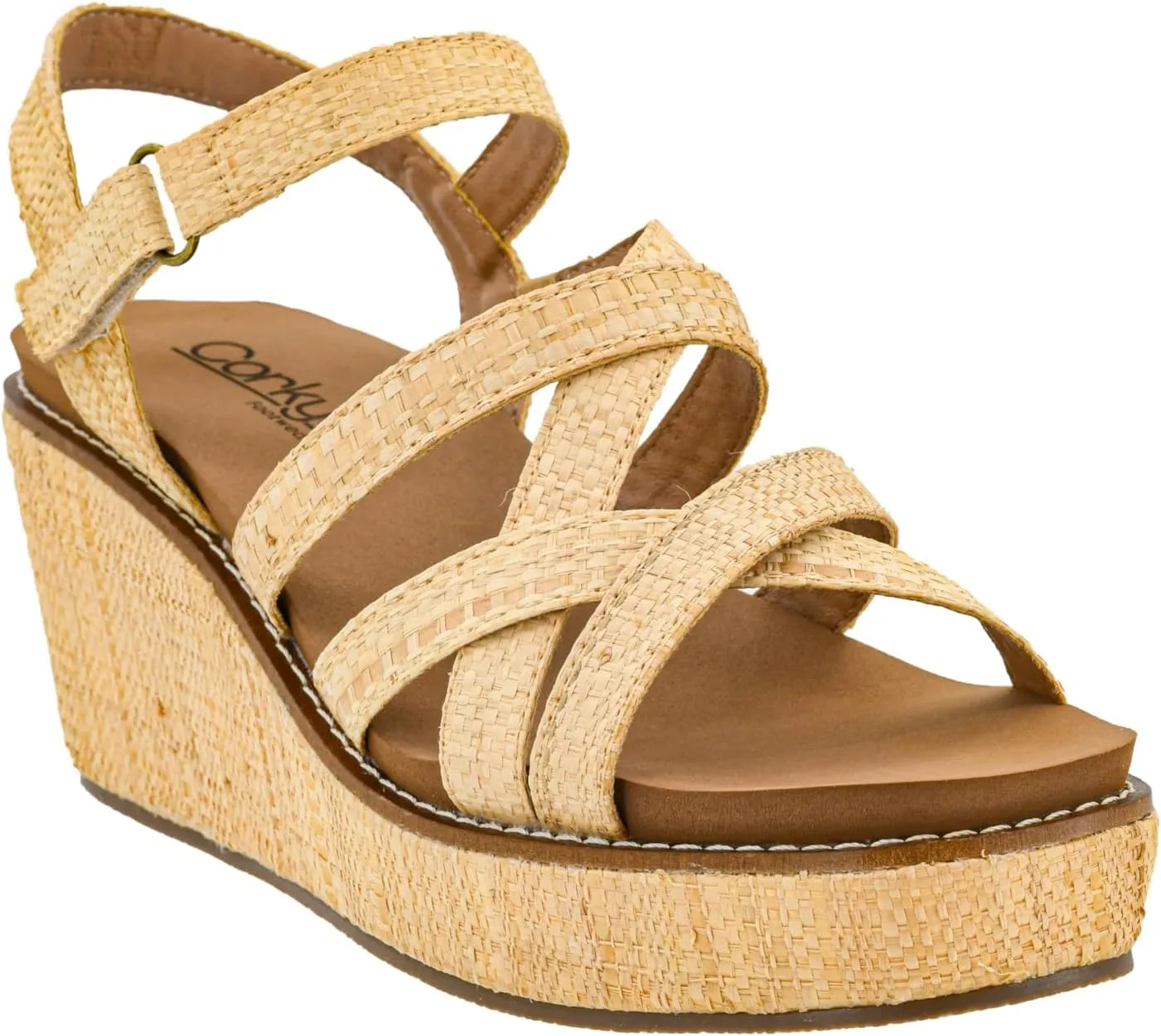Corkys Footwear Women's All Nighter 3-Inch Wedge - Features A Jute-wrapped Heel, An Elegant Strappy Upper, And Memory Foam EVA Insoles For All Day Comfort