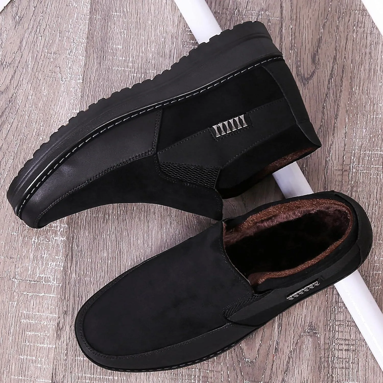 COSIDRAM Men Shoes Winter Snow Boots Cotton-padded Slip on Casual Warm Walking Sneakers House Shoes