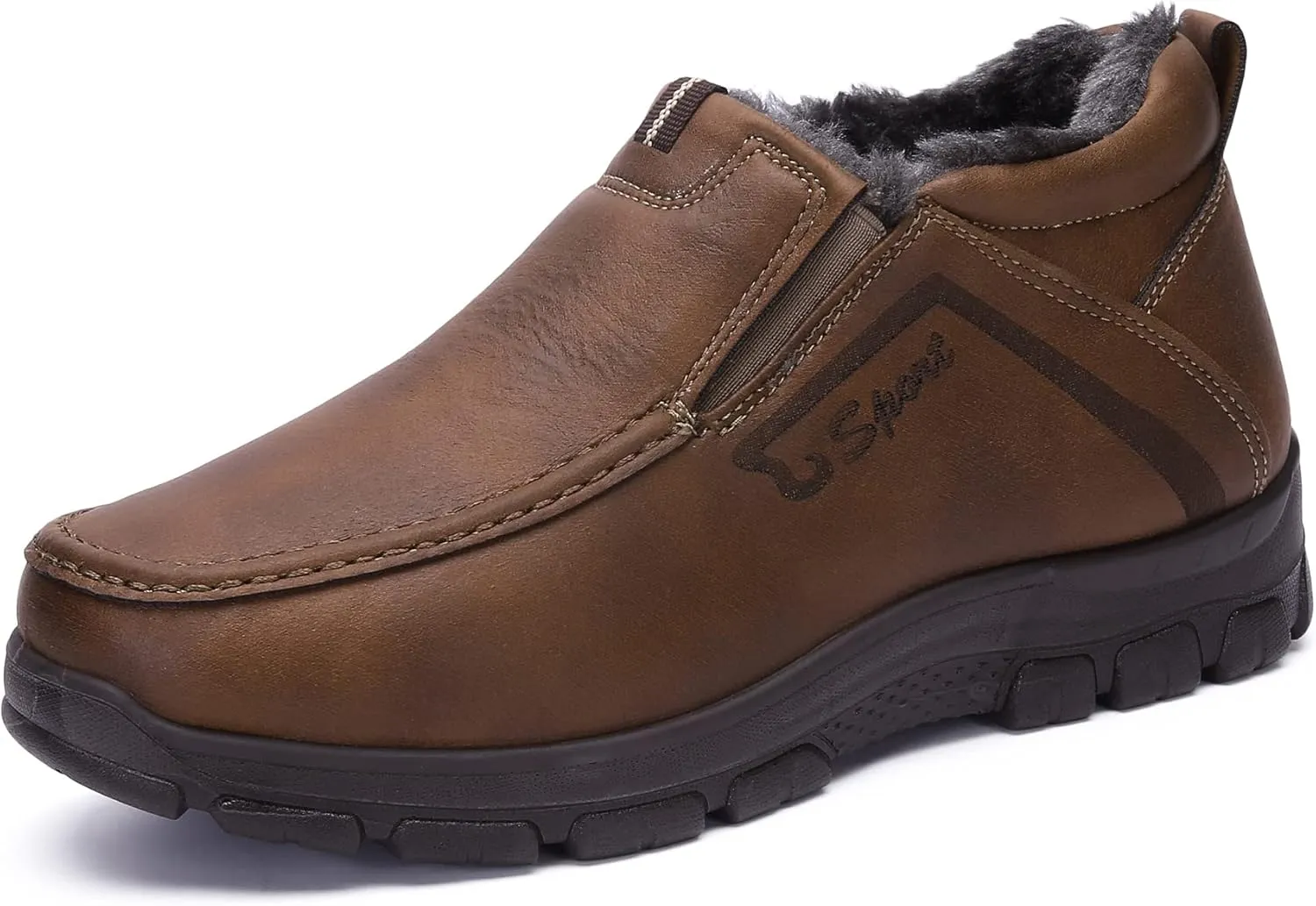 COSIDRAM Men Shoes Winter Snow Boots Cotton-padded Slip on Casual Warm Walking Sneakers House Shoes