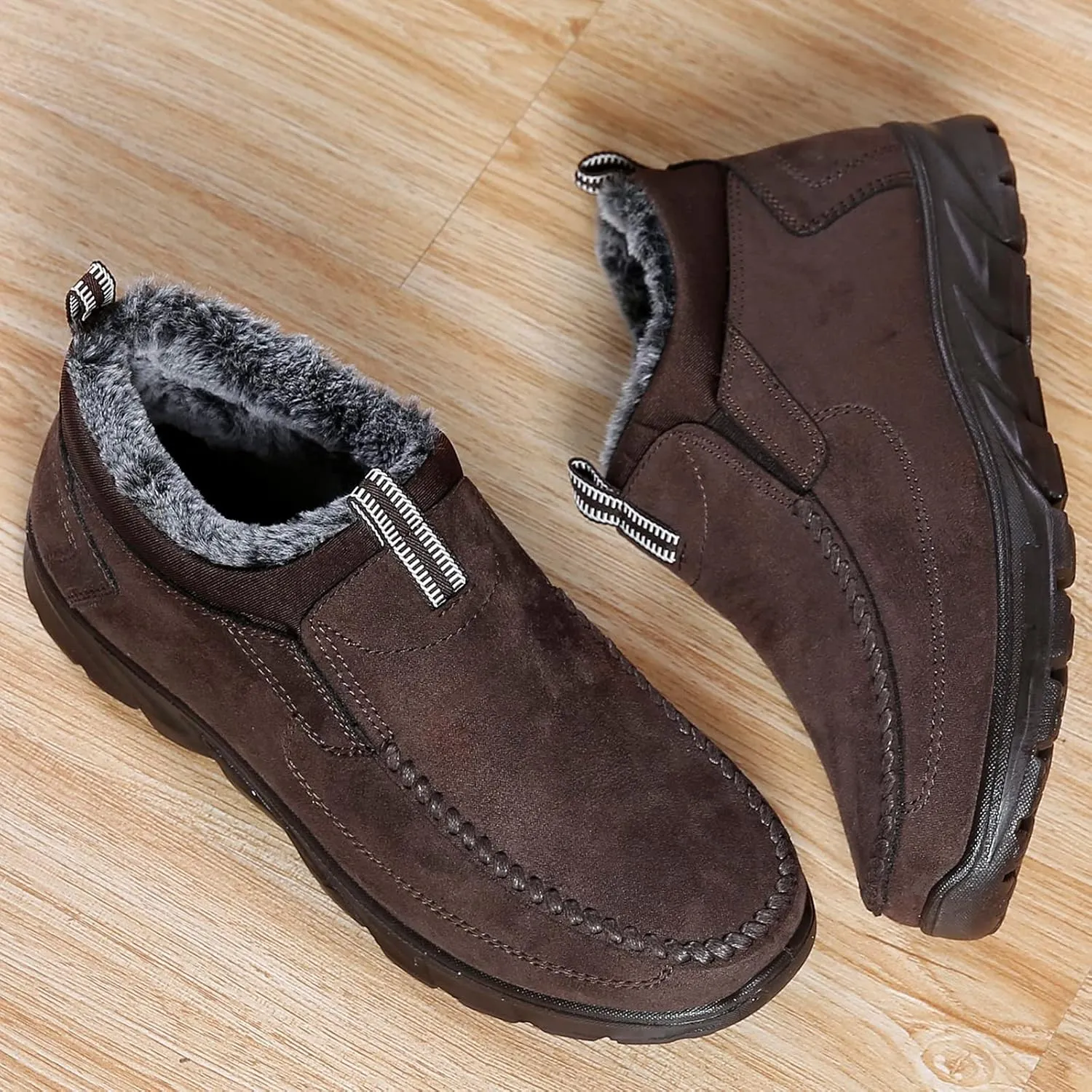 COSIDRAM Men Shoes Winter Snow Boots Cotton-padded Slip on Casual Warm Walking Sneakers House Shoes